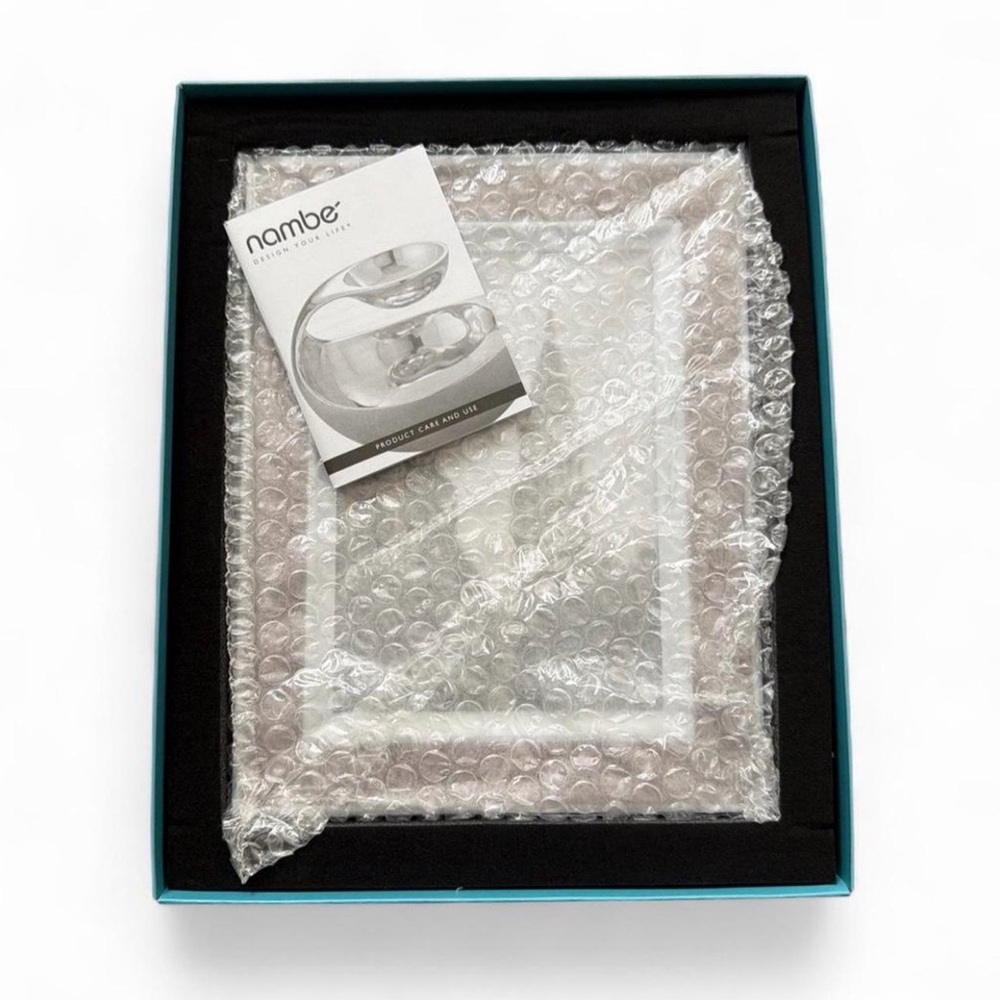 Nambe 5x7 Brown Leather & Polished Silver Photo Frame - Picture 4 of 9